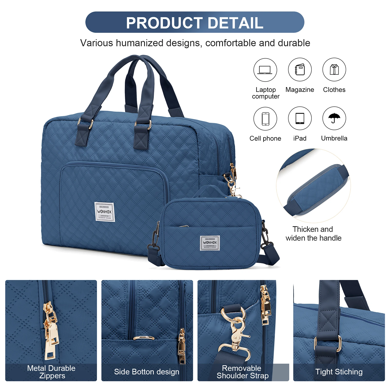 Borsone da viaggio pieghevole per donna weekender bagaglio mano_voghion.com