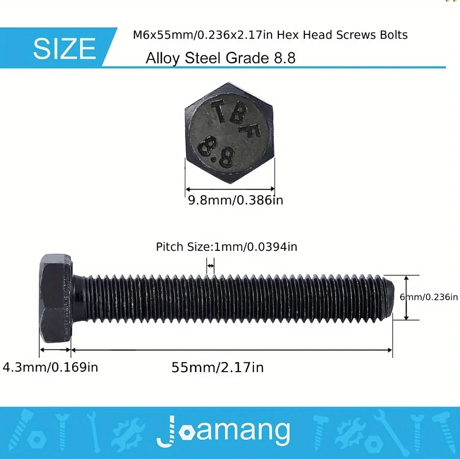 M6 x 55mm-10PCS