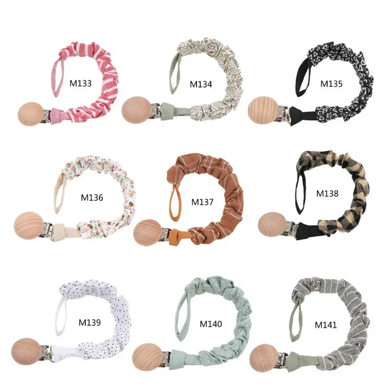 

Fashion Baby Pacifier Chain Cotton Clip Handmade Printing Cotton Teether Clip Baby Pacifier Holder Chain Anti-lost