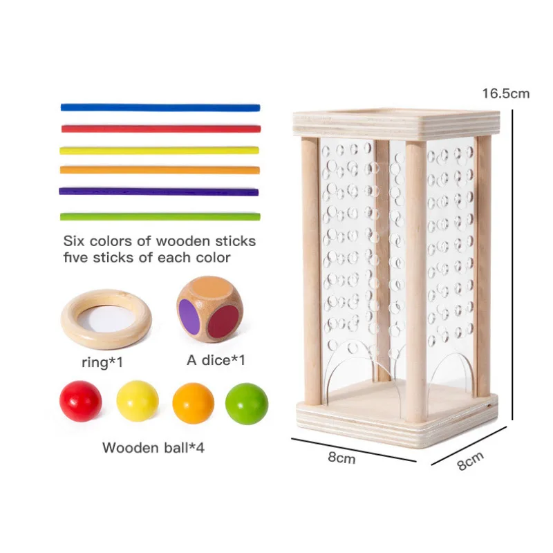 Educational Toy Desktop Dice And 4-sided Acrylic Stick Pulling Game Pizza Tower Parent-Child Interactive Thinking Training - 5
