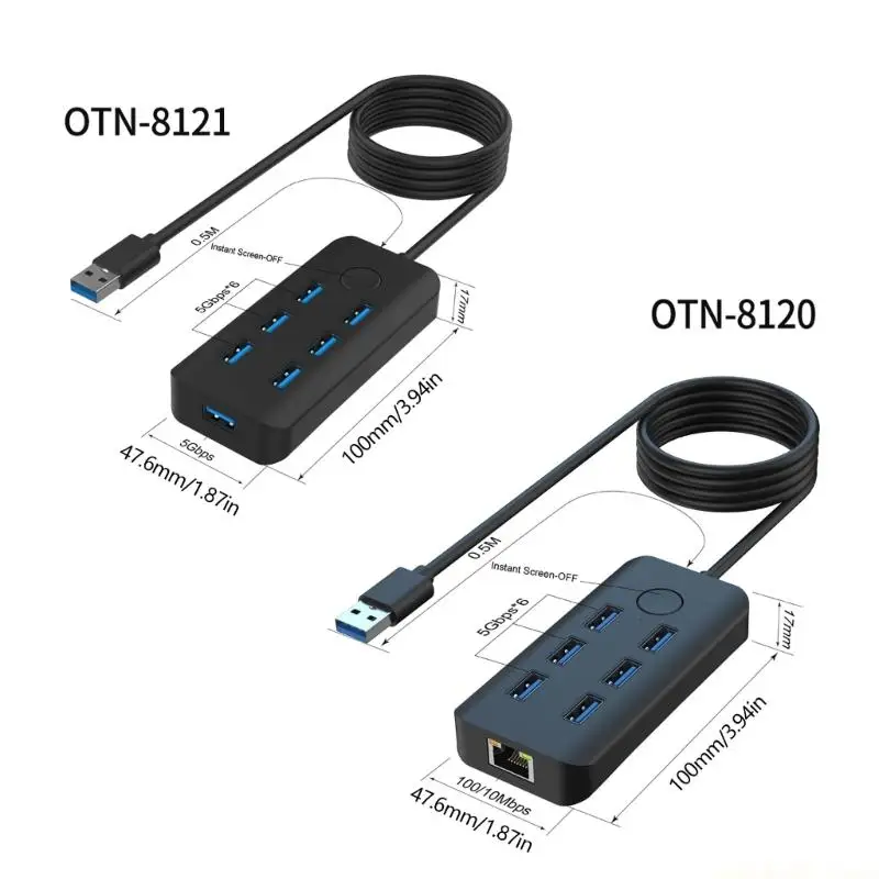 빠른 잠금 기능과 7포트 확장 내구성 구조를 갖춘 7 in 1 USB 어댑터 도크 USB3.0 분배기