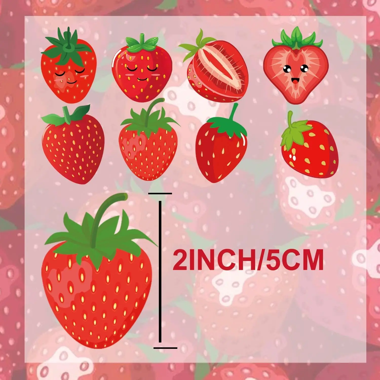 2 Inch Red Strawberry Shaped Stickers Strawberry Themed Birthday Party Favors Decals Baby Shower for Envelope Seals 240Pcs