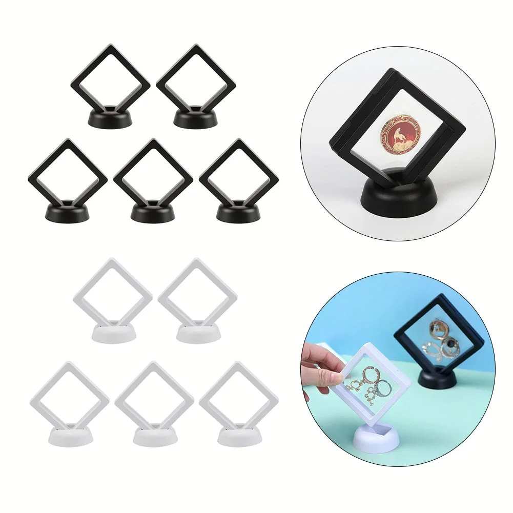 

5Pcs Floating Coin Jewelry Display Stand Storage Box For Earring Gems Ring Doll Badge Challenge Coin Medal Holder Organizer
