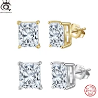 ORSA JEWELS Gleaming 925 Sterling Silver Stud Earrings & Zircon Stone, a Stylish and Modern Rectangle Design Gift for Her LZE54
