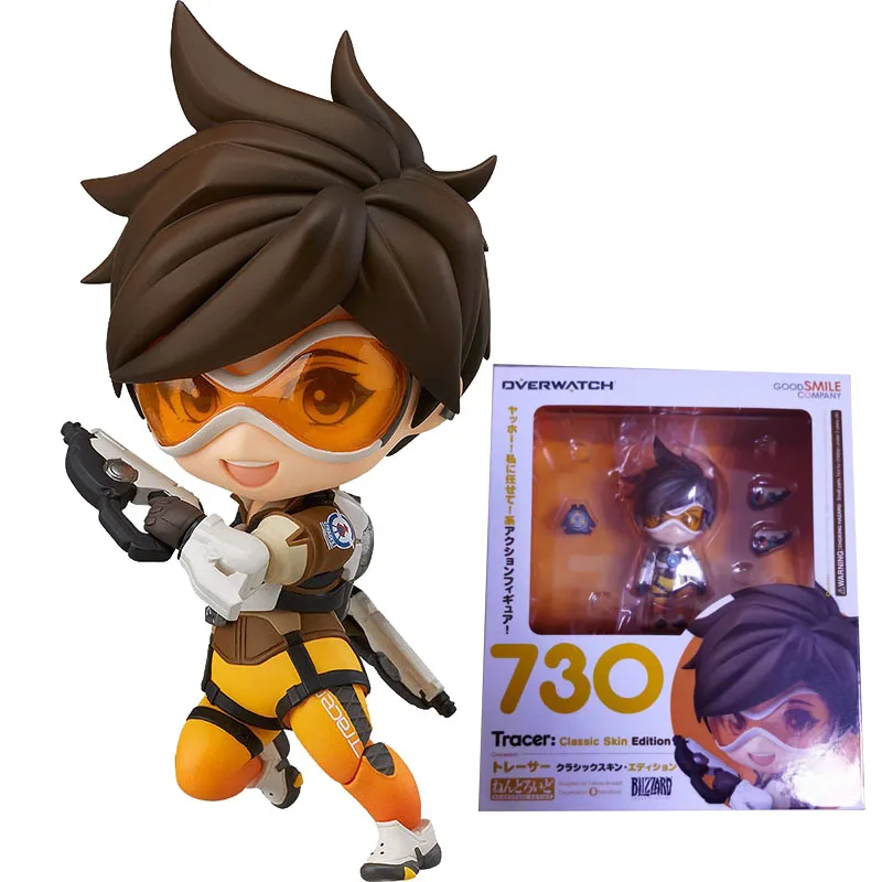 

In Stock Original GOOD SMILE GSC 730 NENDOROID Tracer OVERWATCH Anime Figure Model Collecile Action Toys Gifts