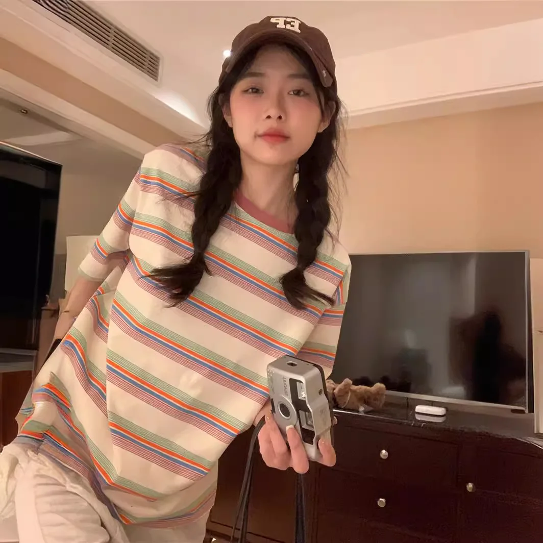 韓国発【JUSTYOUNG】BN Vintage Stripe Short Sleeve Tee/2color BN Vintage Stripe Short Sleeve Tee (2color) - 저스트영
