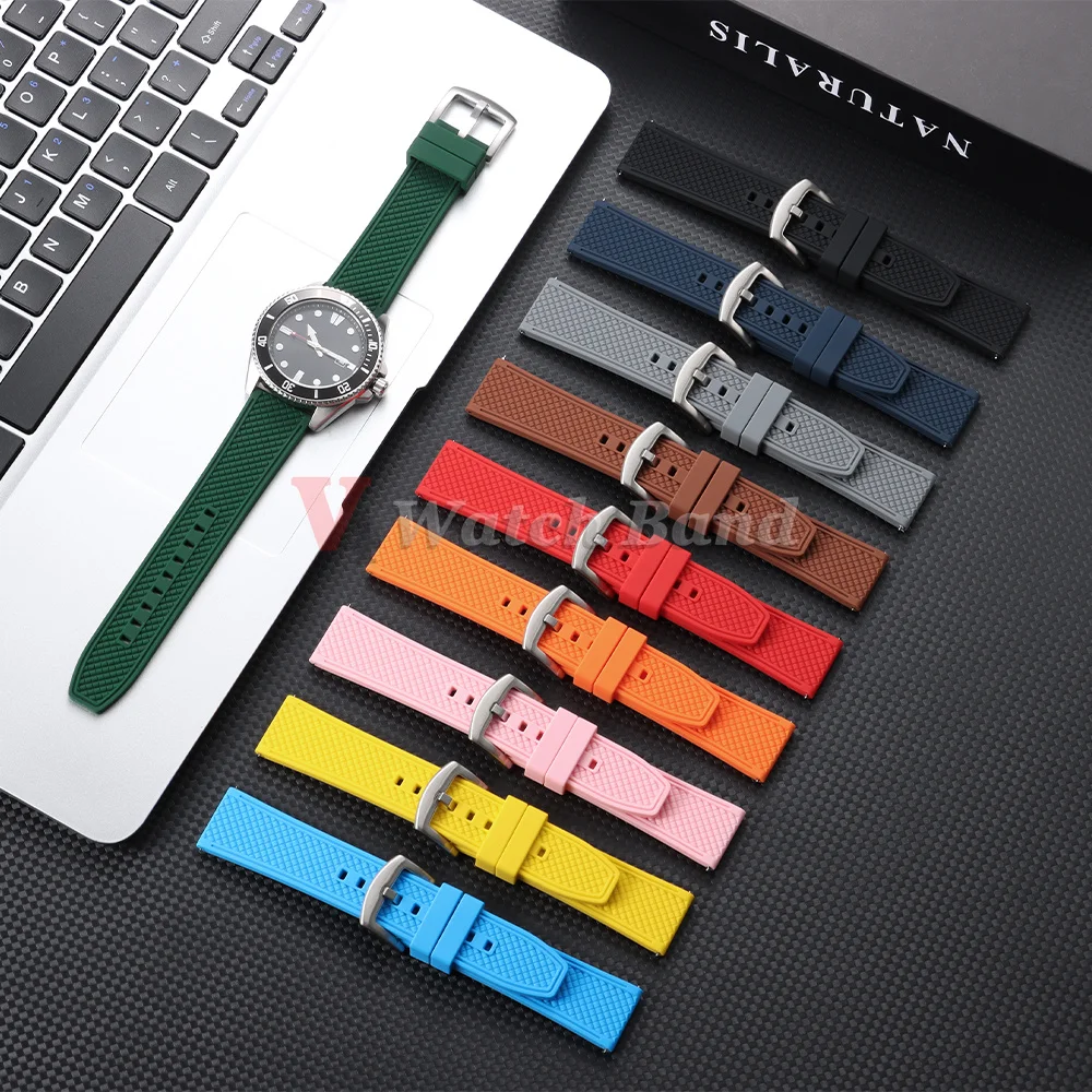 Sporty Waterproof Silicone Watch Strap - 20mm/22mm