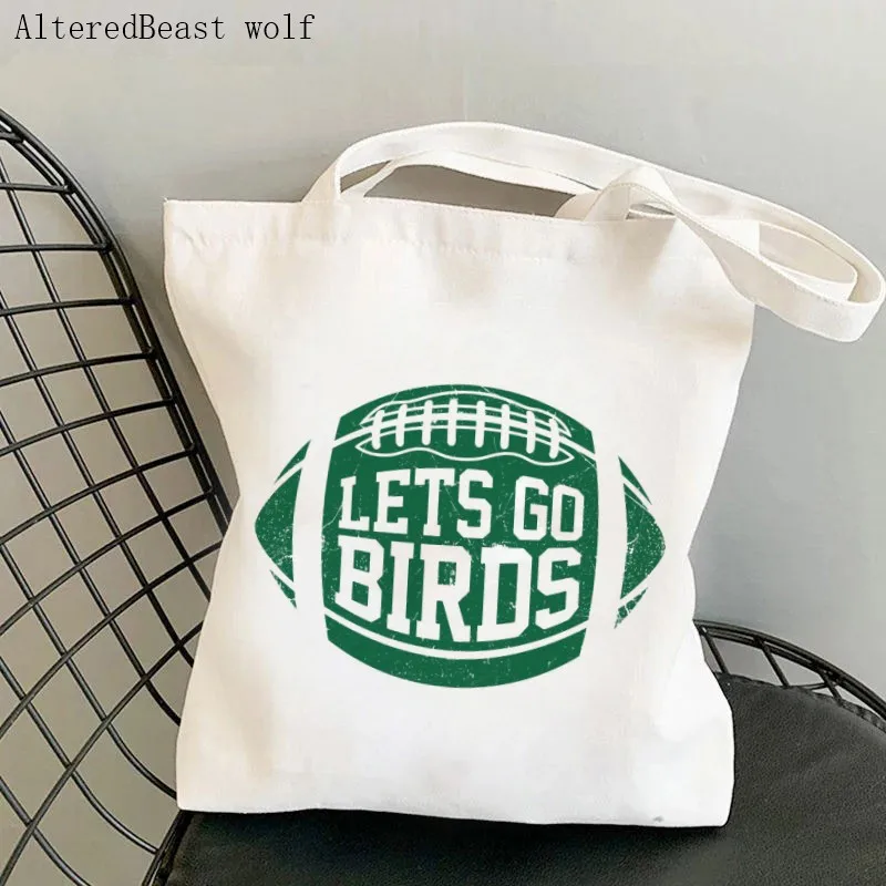 

Women Shopper Lets Go Birds Retro Football Bag Harajuku Shopping Bag Canvas Shopper Bag girl handbag Tote Bag Shoulder Lady Bag