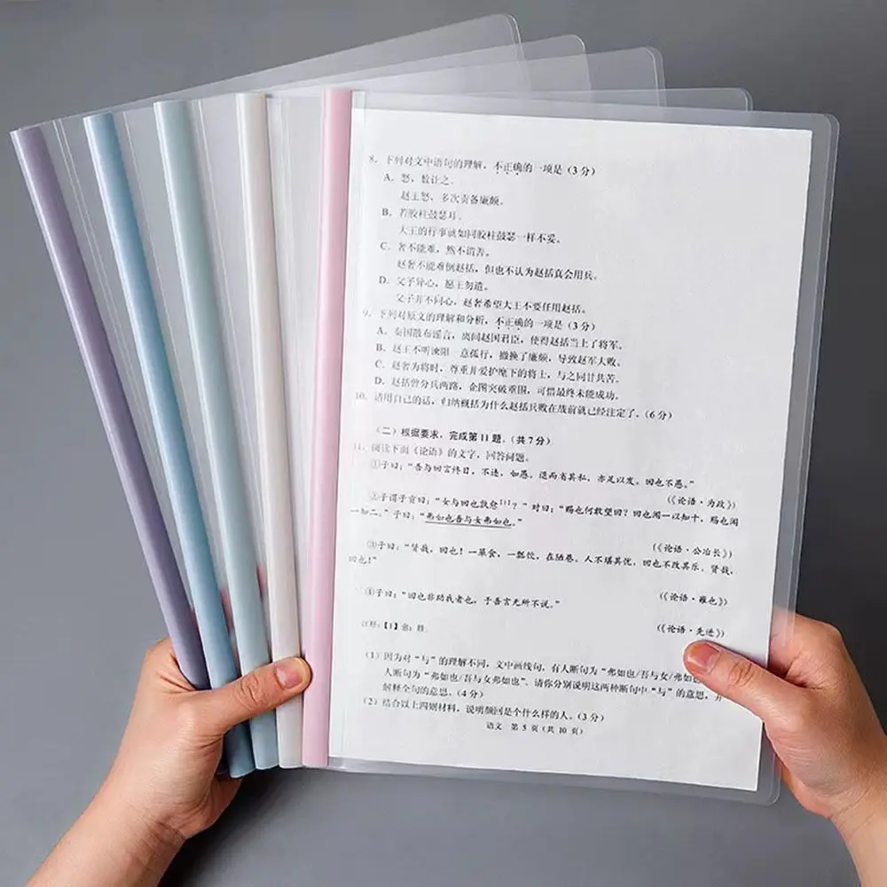 5PCS Cute Storage A4 Folder Morandi Transparent Clear Folder Waterproof Thickened Clear Report Covers Office Supplies