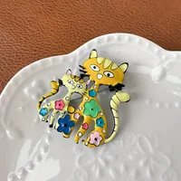 Dropping Oil Lovely Cat Shaped Brooch Vintage Style Animal Theme Alloy Brooch For Women Girls Daily Wear 5