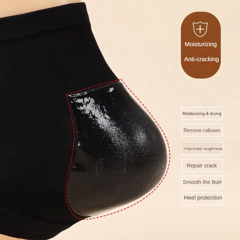 2Pcs Heel Protective Foot Cover Foot Heels Socks Silicone Anti-Crack Moisturizing Socks Unisex Pain Relief Feet Care Sock Black heel socks,heel protector