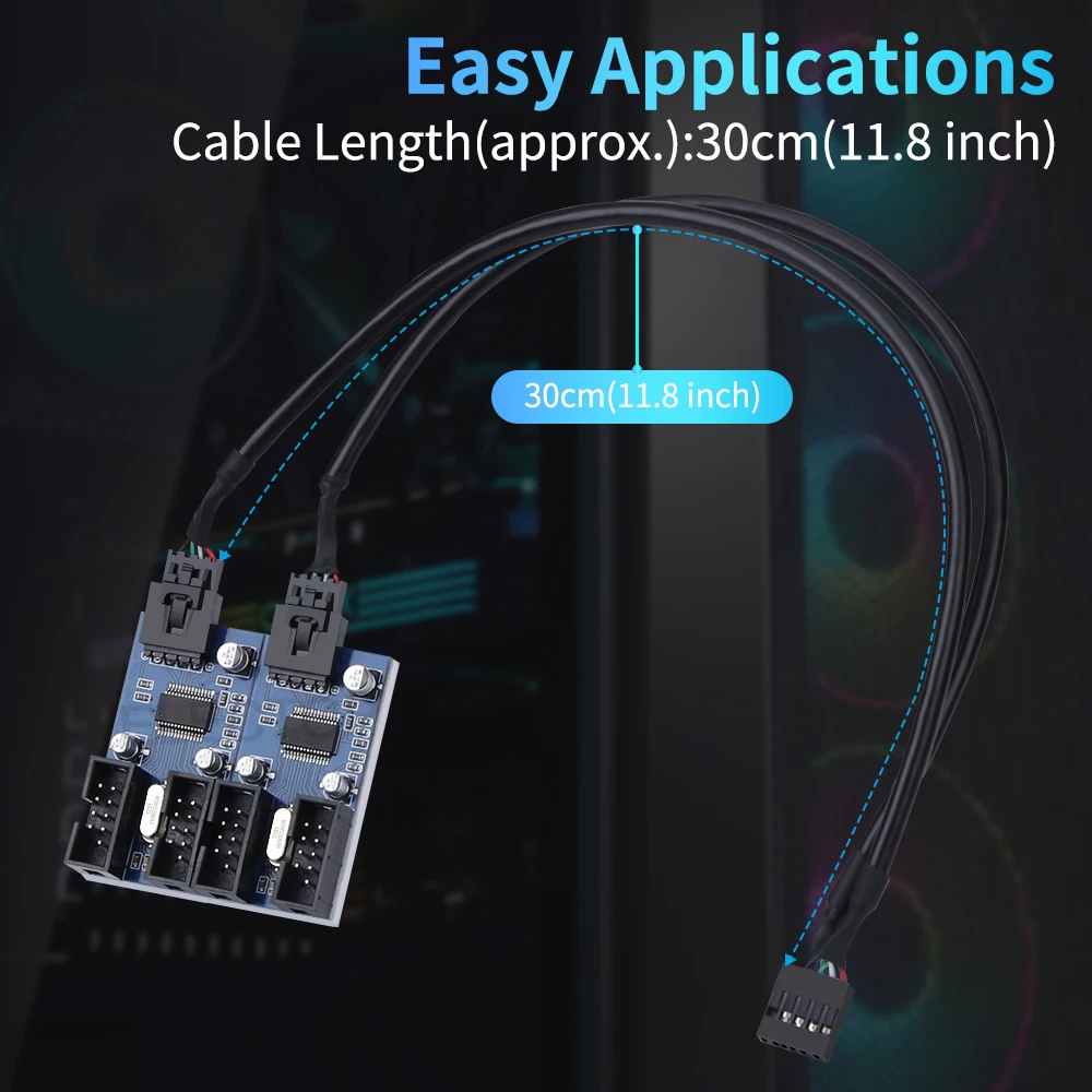 ELECTOP USB 9pin Expansion Karte Männlichen 1 Zu 2 / 4 Weibliche Verlängerung Kabel Adapter Platine 2,0 HUB Hub für Desktop-Motherboard