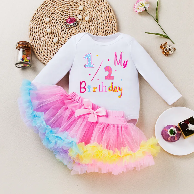 Baby Girls 1st Birthday Dress Outfit Tutu Party Dresses Infant Gown Winter Long Sleeves Clothes 2nd Girl   Cotume