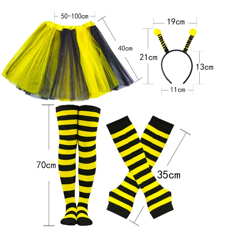 Adult Bee Costume for Children's Parties Includes Wings Headband Socks Gloves and Glasses Complete Bee Costume Set