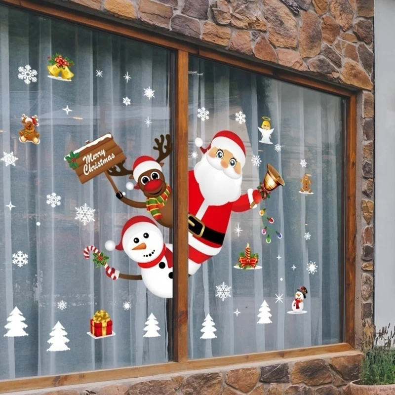 

Christmas Window Stickers Santa Claus Snowman Deer 2022 Merry Christmas Decorations For Home Ornaments Xmas Happy New Year 2023