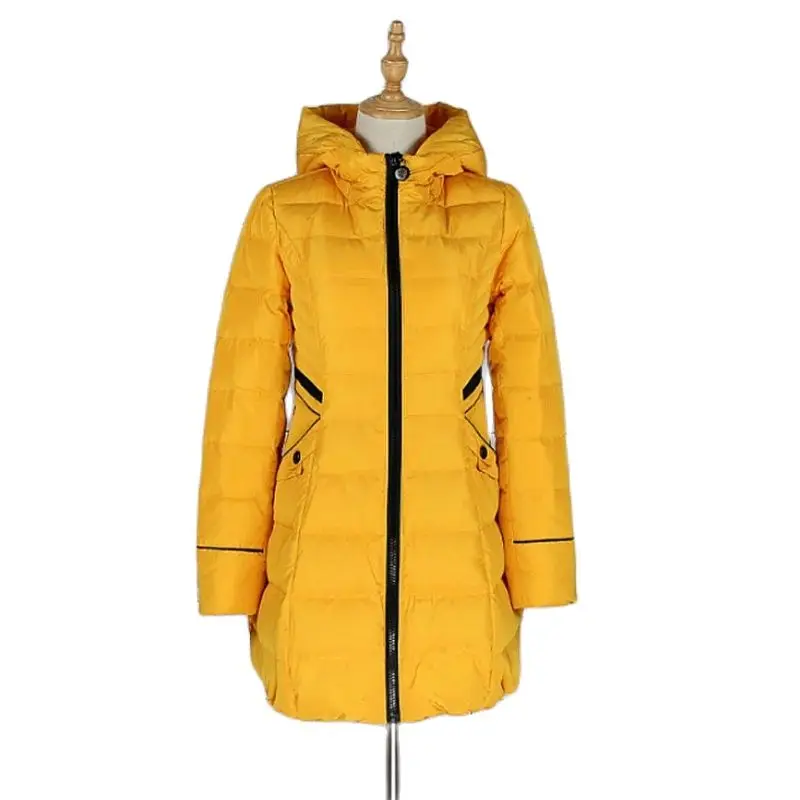 

Autumn Winter Mid-Long Down Cotton Jacket Women New Loose Hooded Outerwear Fashion Overcoat Pure Colour Puffer Coat Female