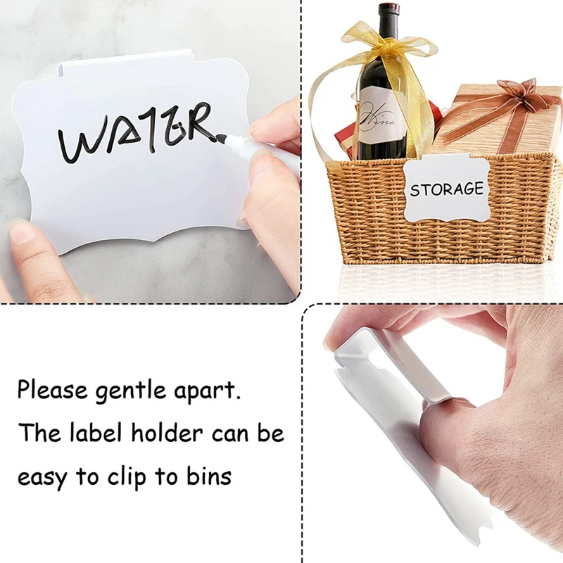 32 Pieces Basket Labels Clips And Pens Set, Includes 32 Pieces Kitchen Clip Label Holder And 2 Pieces Chalk
