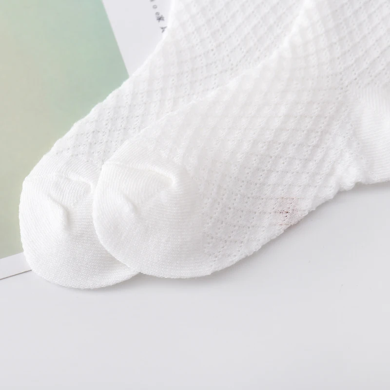 Children's Mesh Socks Medium Tube Pure Cotton Spring Summer Boys and Girls Thin White Socks Babies Breathable Socks 5Pairs 5