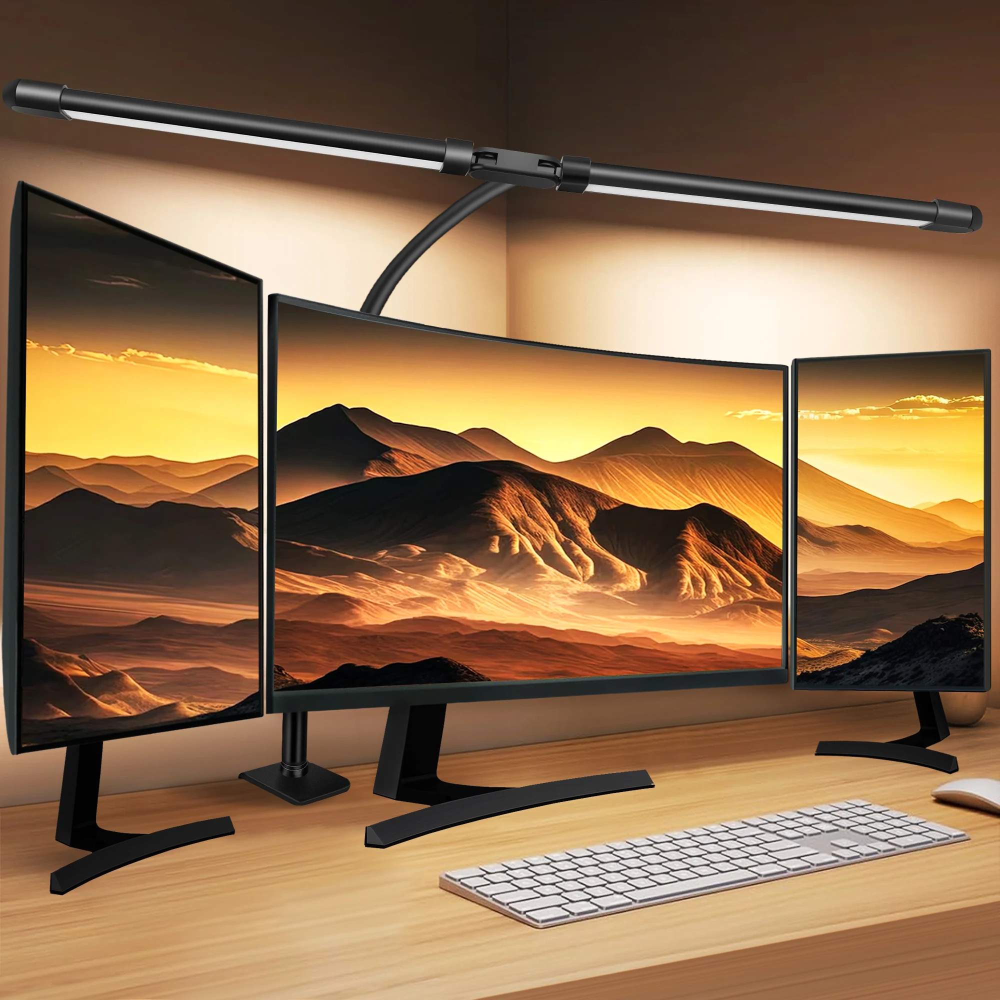 Desk Lamp Double Head LED Clip 3 Color Mode and 10 Dimmable Eye Protect for Home Office