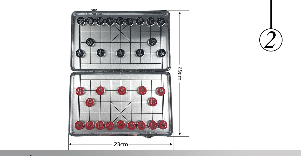 Easytoday Mini Chinese Chess Game Set Portable Magnetic Metal Chess Pieces Folding Metal Chessboard Pocket Game Little Gift (2)
