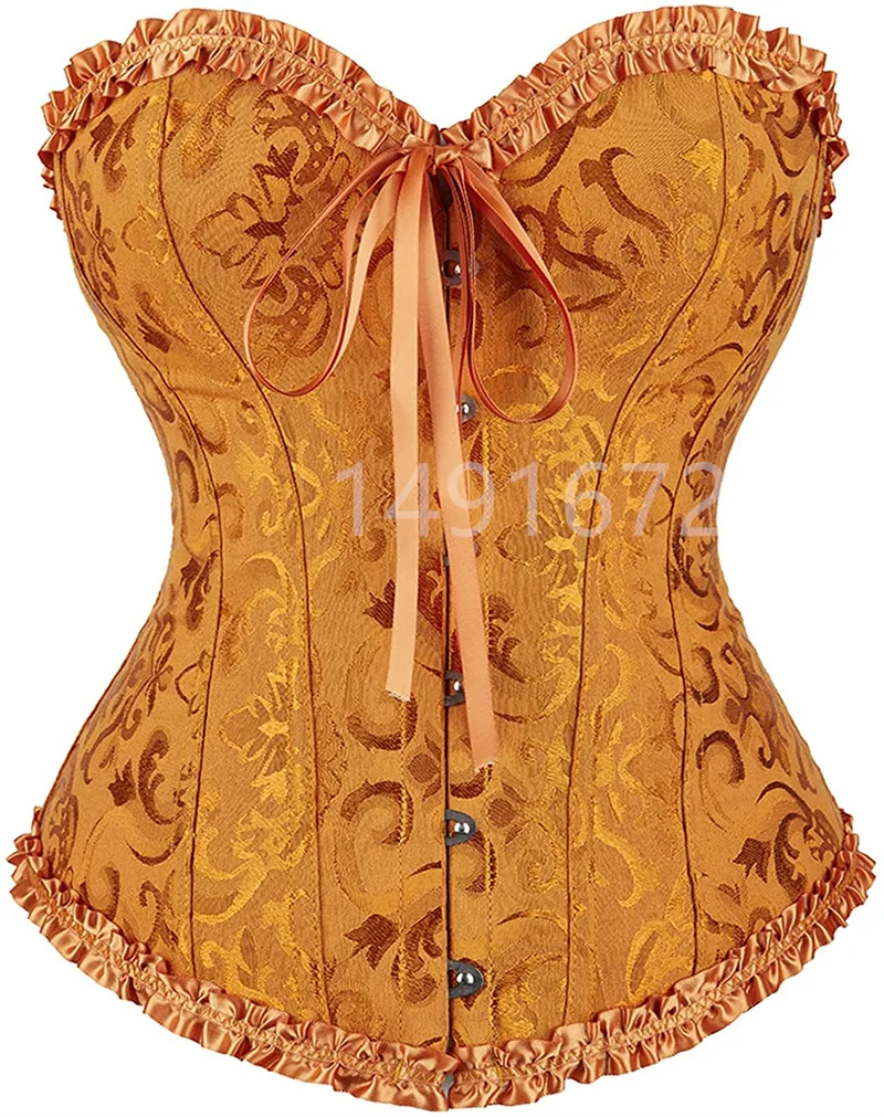 Corset Bustier Top Women's Plus Size Lace up Floral Gothic Brocade Vintage