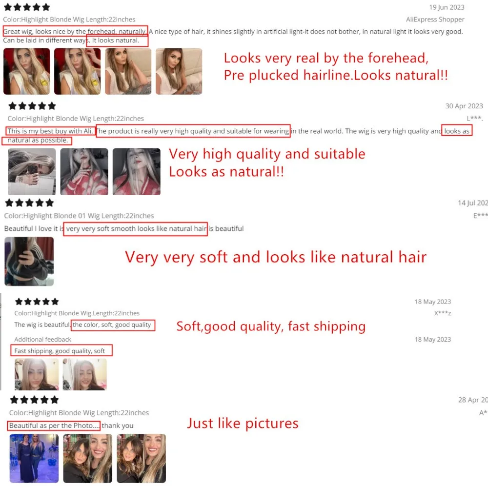Synthetic Wig Long Straight Synthetic Lace Wigs For Women Middle Part Highlight Blonde Balayage