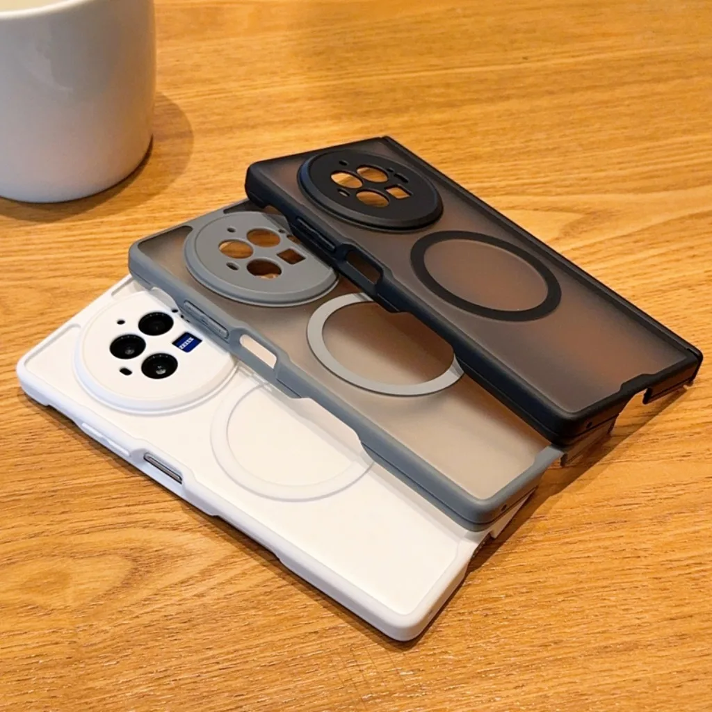 Matte Translucent Magnetic Phone Case with Full Hinge Protection and Wireless Charging Compatibility