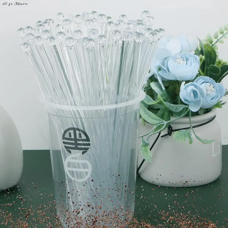 1/100Pcs Round Head Plastic Stirring Mixing Sticks Transparent Cocktail Drink Bar Muddler Ladle Stirrer Swizzle Stick Barware