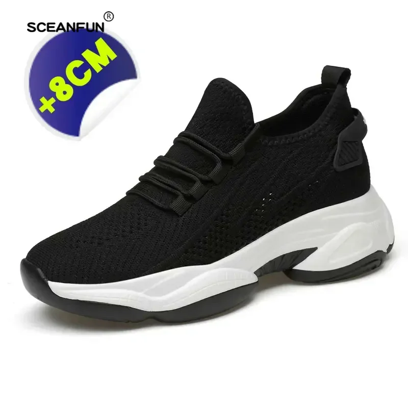 High quality sneakers men elevator shoes height increase shoes casual insole 8cm 6cm optional taller male 36-44 heighting 3