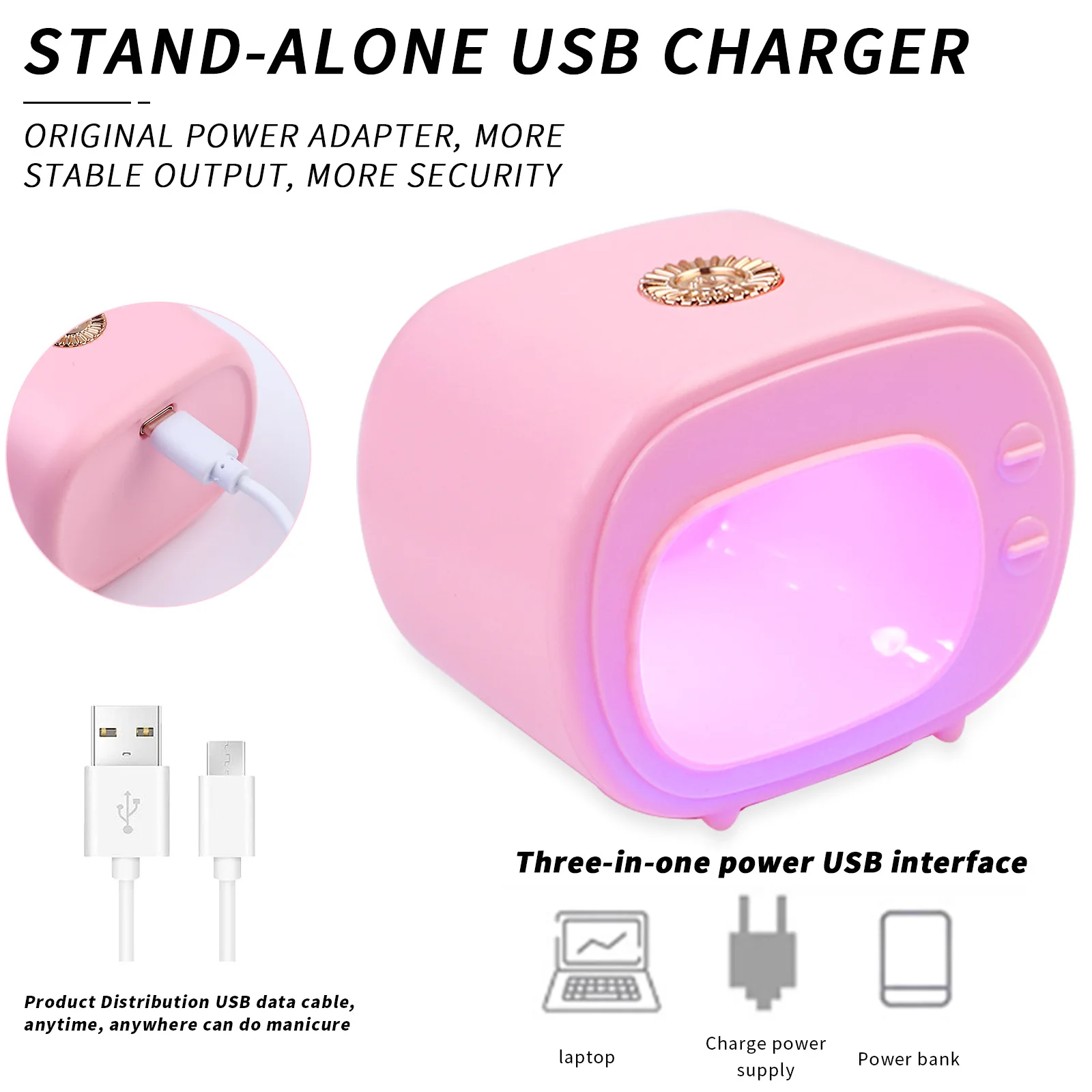 

Mini TV Nail Egg Light USB Nail Glue Baking Light Small Portable Light Without Black Hand Light