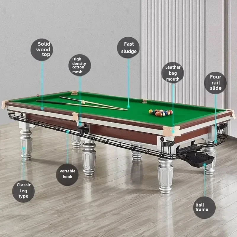 Standard Billiards Table Chinese Black 8 Adult Household Billiards Case High-end Steel Garage American Commercial