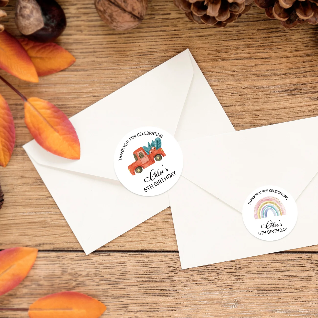 Individuelle Aufkleber für Geburtstag, runde individuelle Logo-Etiketten, wasserfeste Aufkleber mit persönlichem Design für Geburtstag, Geschenkbox-Verpackung – Detail 9