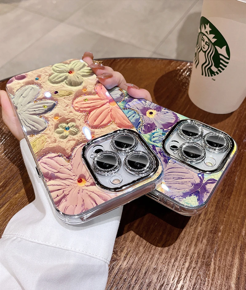 Luxury Floral Glitter Laser Diamond Shockproof Phone Case