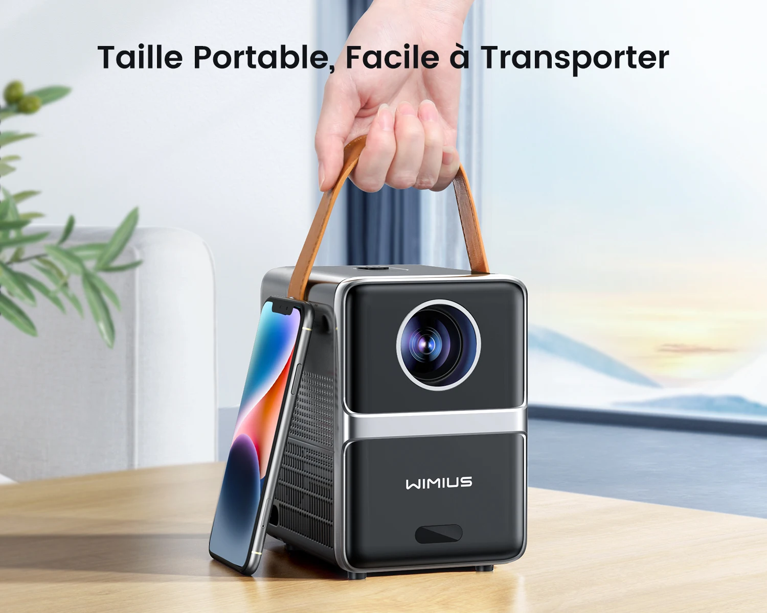 Portable theater projector WIMIUS P61, 8000lumens, 5G, WiFi, Bluetooth, support Full HD, screen 1080P, home theater