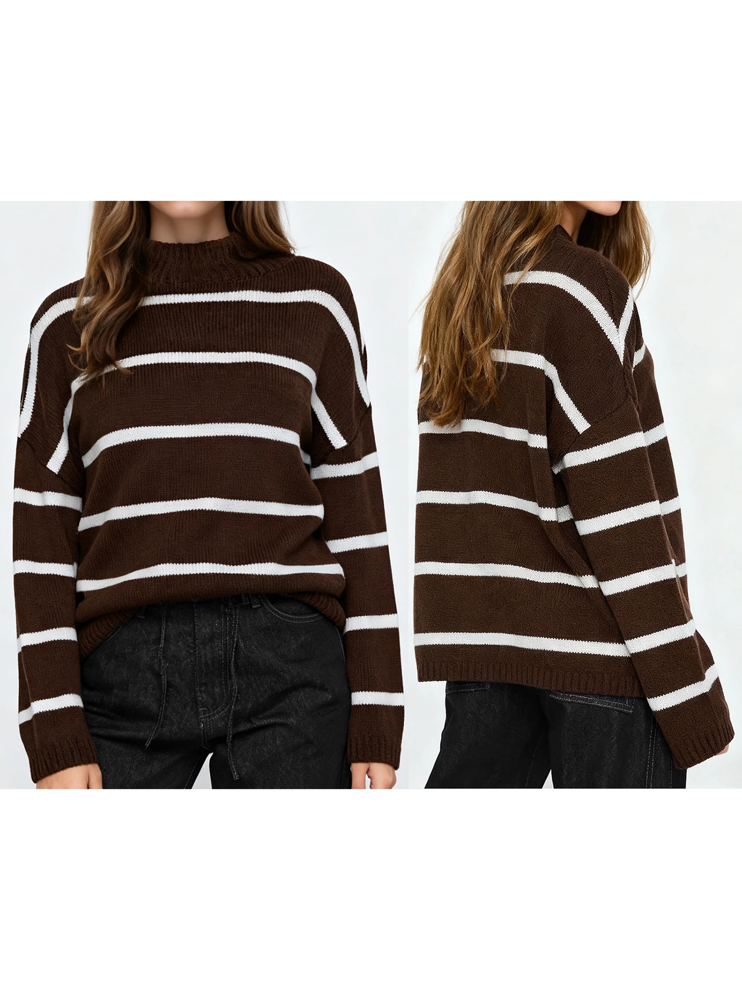 Women s Cozy Cable Knit Pullover Sweater with Turtleneck and Ribbed Trim for Fall Winter Fashion Style