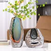 Gradient Glazed Glass Vase Desk Decoration Hydroponics Flower Pots Decorative Flower Arrangement Modern Home Decor Floral Vases 1