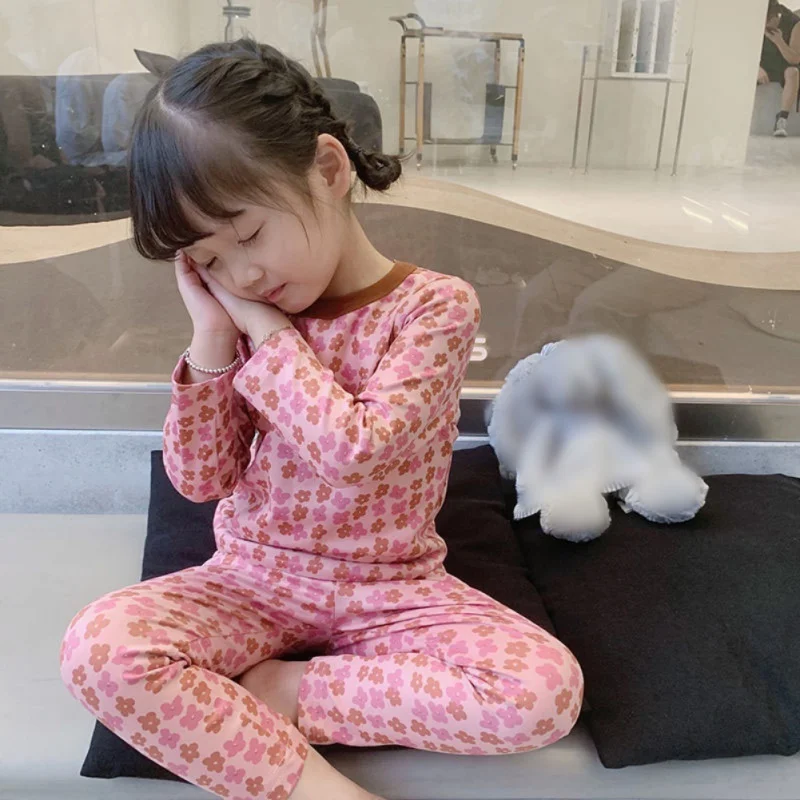 Kids Summer New Pajamas Set Cute Flower T-shirt Baby Girl Clothes Short Sleeves Tops Shorts 2PCS Toddler Home Loungewear