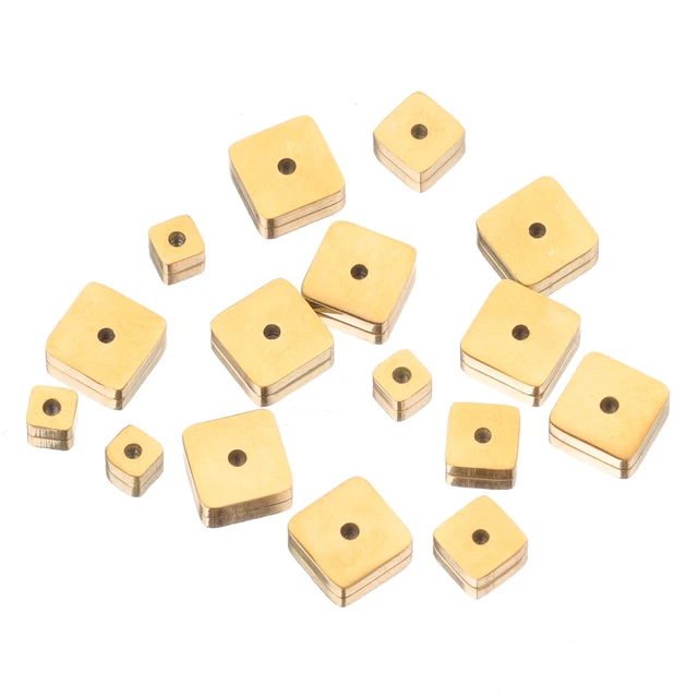 Beads Jewelry Square Metal, Metal Beads 8mm Square Gold