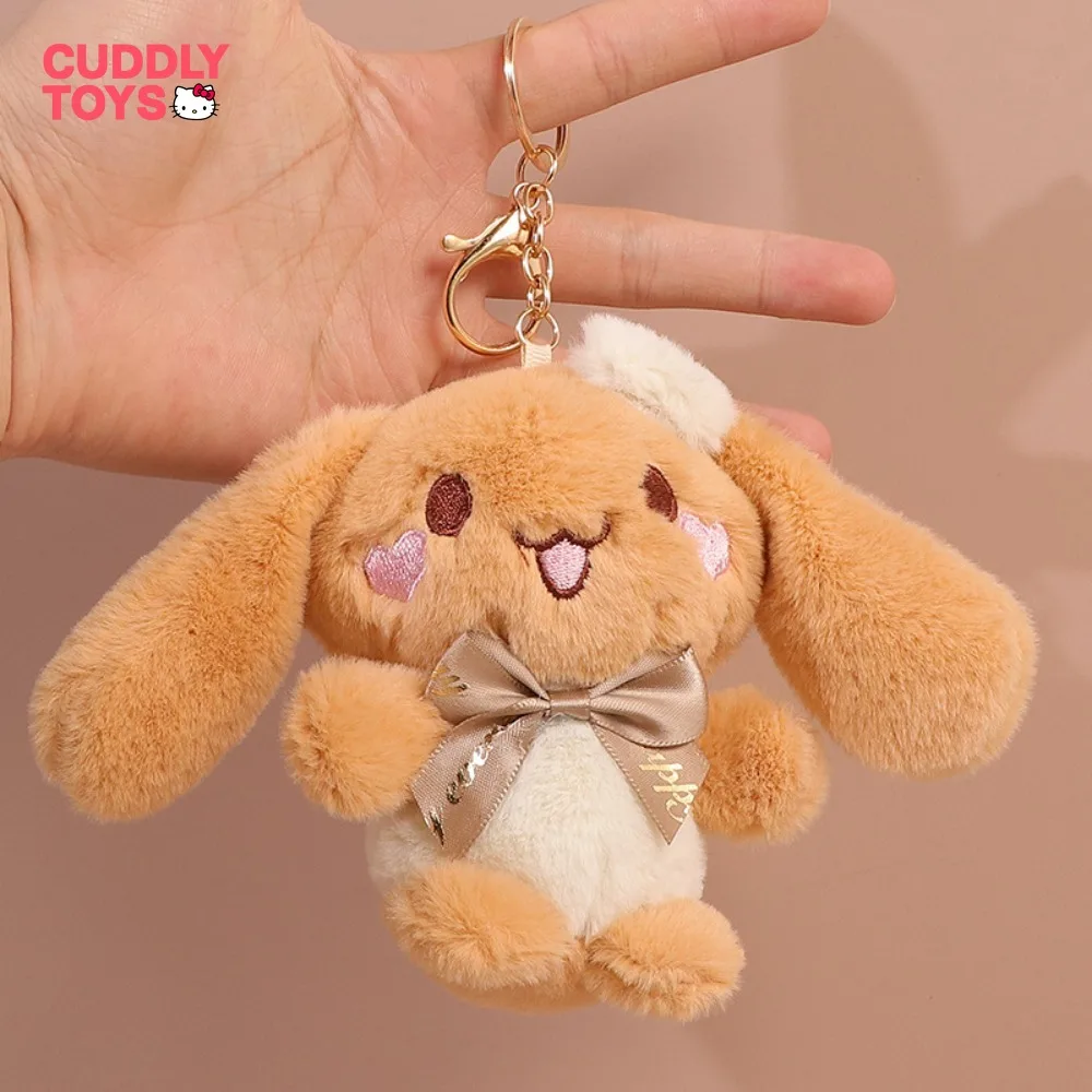 Sanrio Plush Pendant Cartoon Cinnamoroll Soft Pp Cotton Milk Tea Color Scheme Kawaii Cinnamoroll Keychain Pendant for Girls Gift