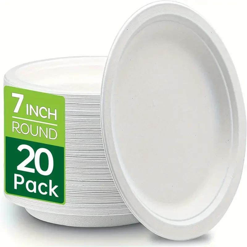 20/50pcs Disposable Paper Plate DIY Birthday Party Decoration Dining Plate White Round Minimalist Tableware Home Kitchen Tools