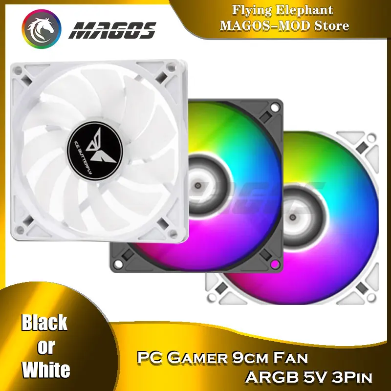 Gabinete pc Ventilador Argb Suporte Fino 5v 3pin Argb Mais 4pin Controle Pwm Preto Branco 9cm Ultrafinos 9015 9025 15 mm 25 mm