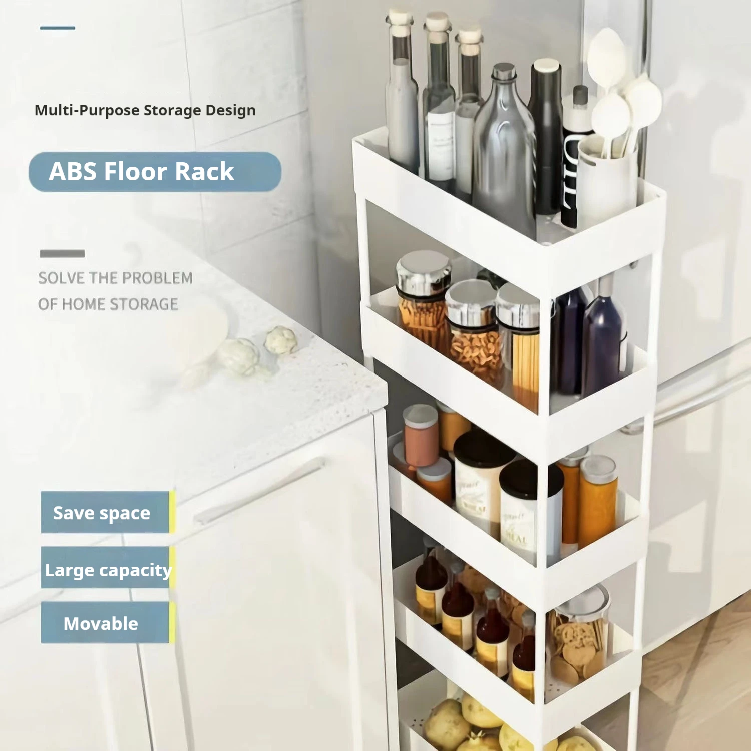 Hot Kitchen Storage Rack Multi-Layer Trolley Rack Trolley Organizer Mobile Bathroom Bathroom Storage Household Kitchen