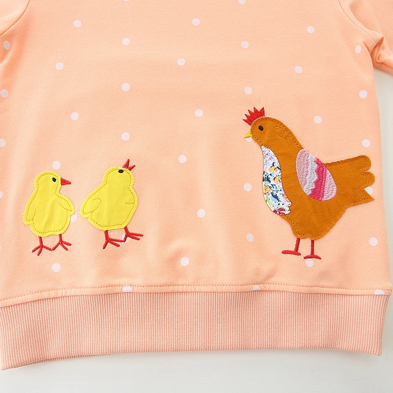 Baby Girls 2025 Autumn Spring Kids Clothes Children's Clothing Cartoon Chicken Chick Sweatshirts Tops Cotton