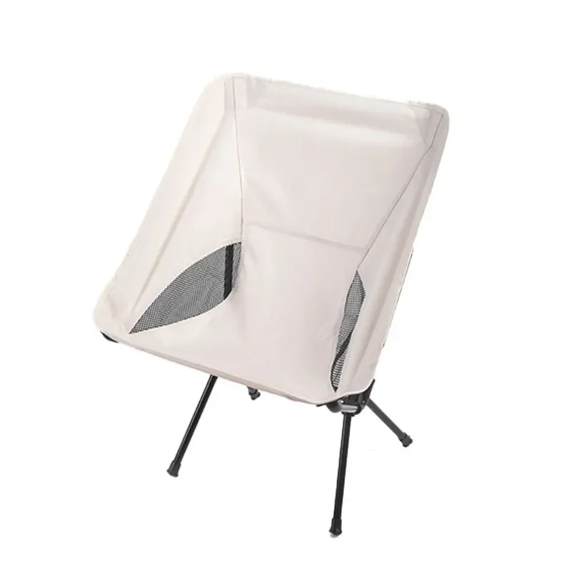 Portable Folding Moon Chair Outdoor Camping Fishing Chair Leisure Beach Thick Steel Pipe Bearing 100KG Black Beige