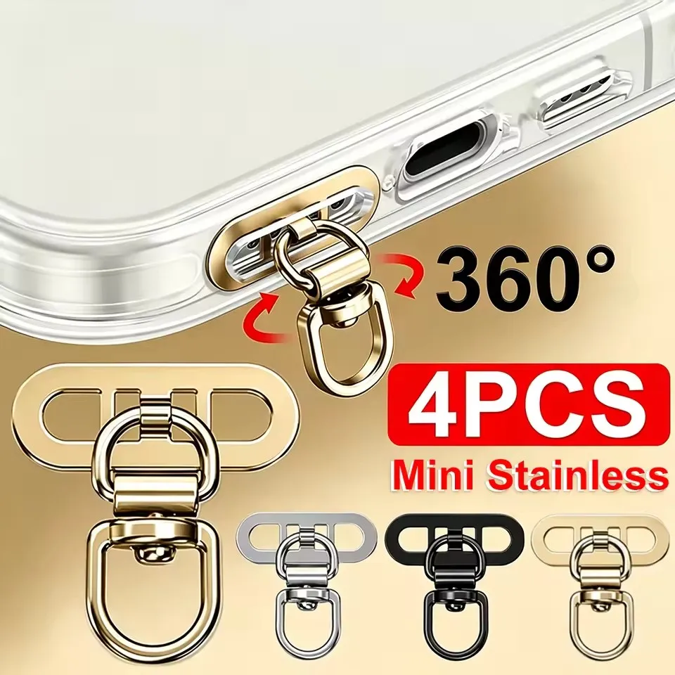 Ultra-Thin 360° Rotatable Stainless Steel Phone Lanyard Patch with Anti-Lost Strap
