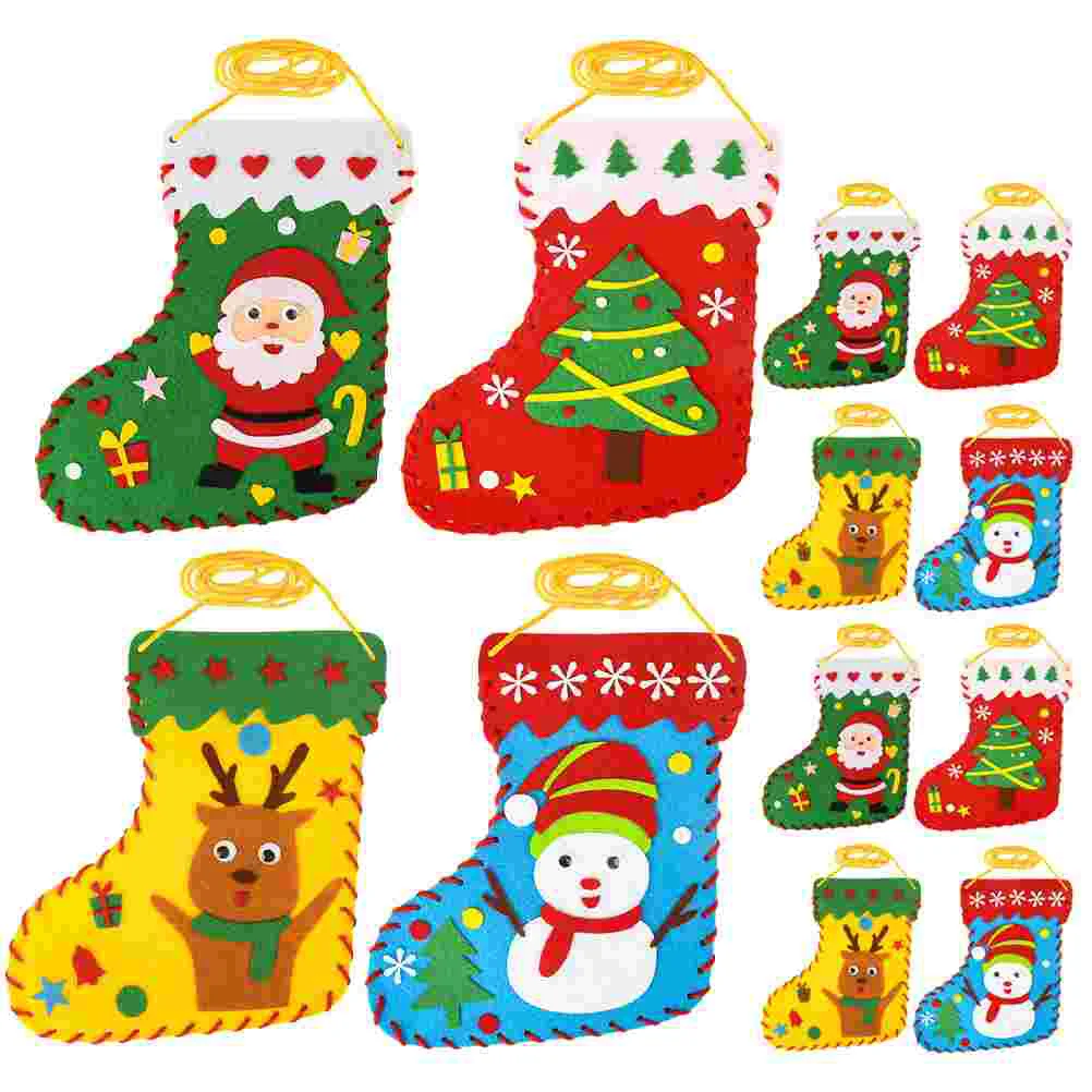 

Christmas Craft Diy Felt Stockings Ornaments Handmade Xmas Felt Stocking Sewing Kit Kids Santa Snowman Reindeer Tree Wall Door