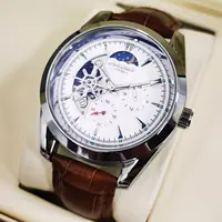 AOKULASIC Fashion Business Tourbillon Mechanical Watch for Men Luminous Hands Leather Strap Luxury Skeleton Automatic Watches