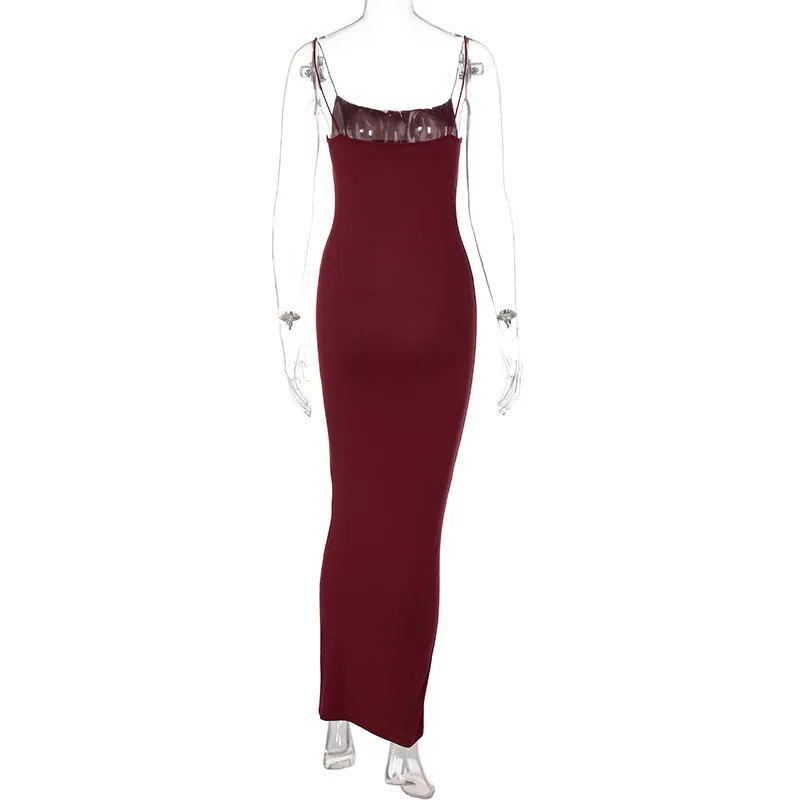Nsangu 2024 Autumn Winter Women Solid White Black Strap Midi Dress Bodycon Sexy Streetwear Party Club Elegant Fashion Clothes 6
