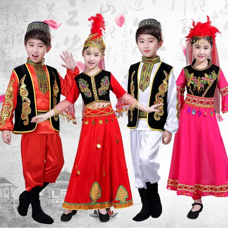 

Ethnic Costume Children Sala Uygur Female Dance Xinjiang Festival Performing Costumes