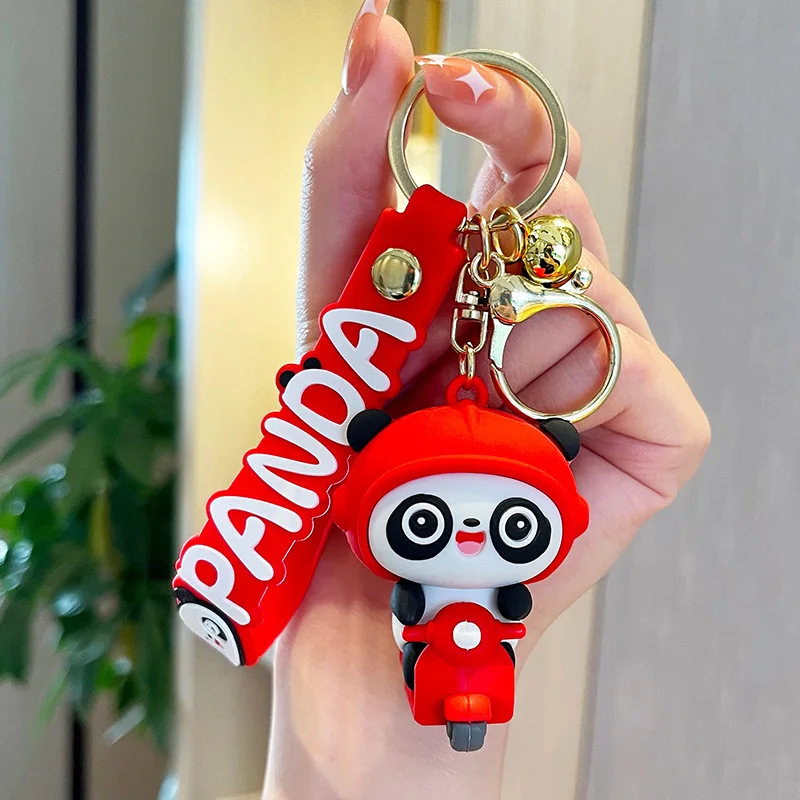 Kawaii Cute Panda Anime Keychain Animated Funny Little Hat